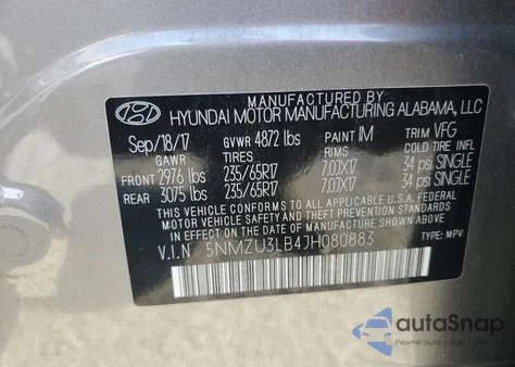2018 Hyundai Santa Fe Sport from USA, damaged, VIN 5NMZU3LB4JH080883